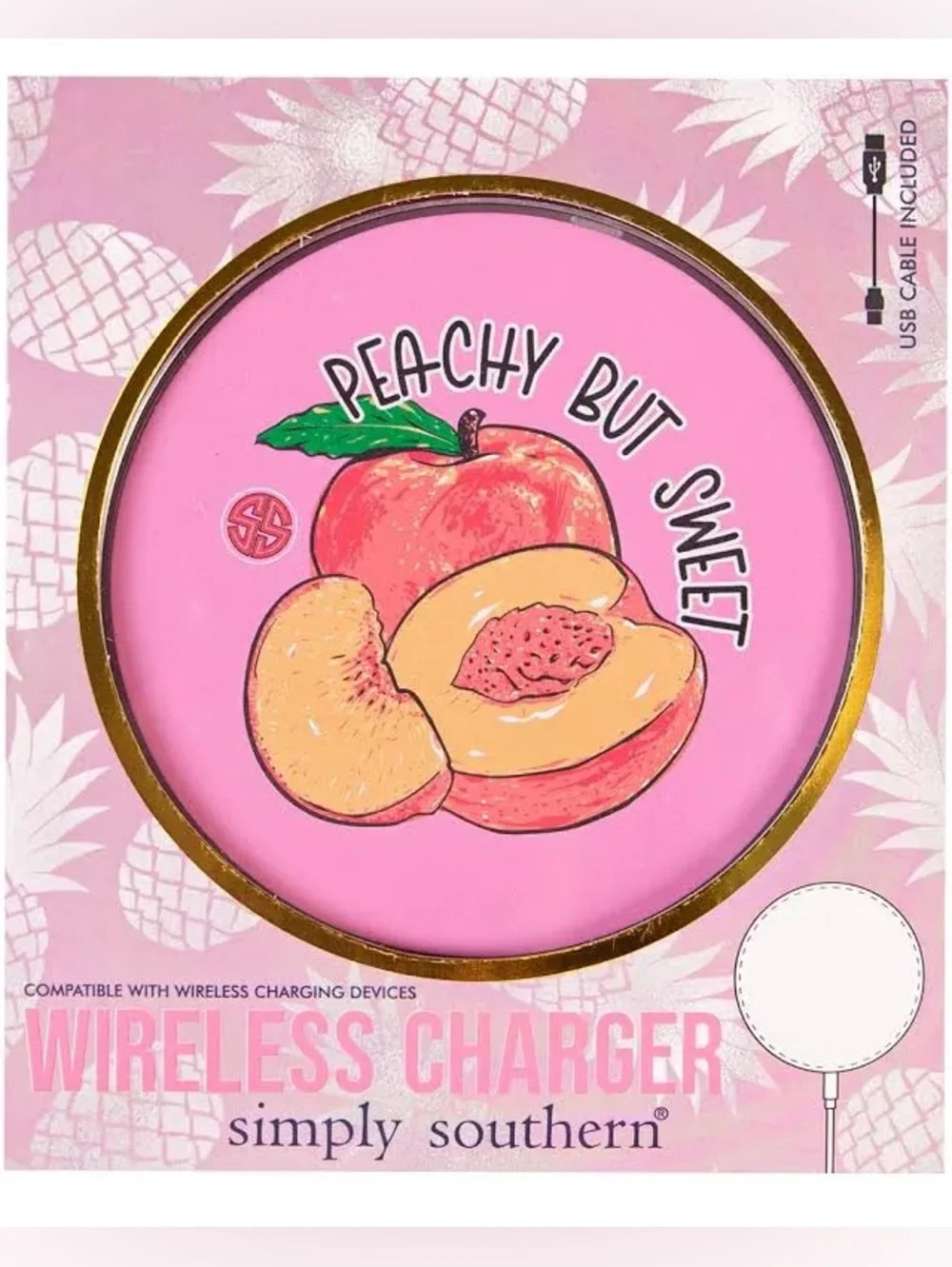 Simply Southern Pink Peachy But Sweet Graphic Wireless Charger